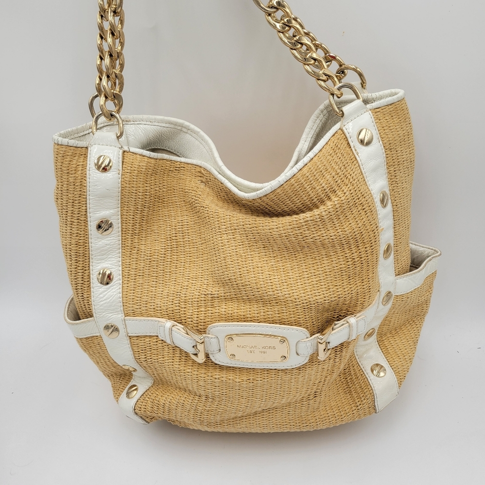 Michael Kors Rattan Chain Handle Shoulder Bag Purse